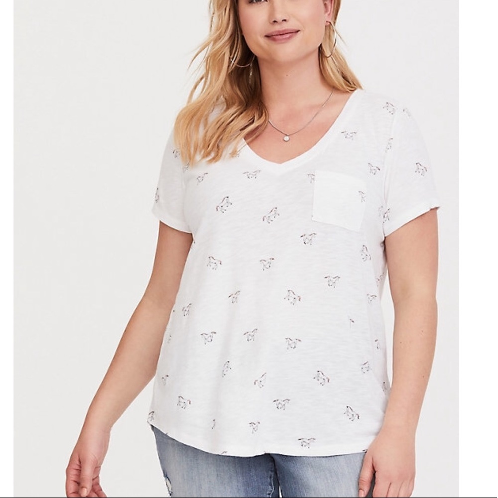 White unicorn vneck classic for tee